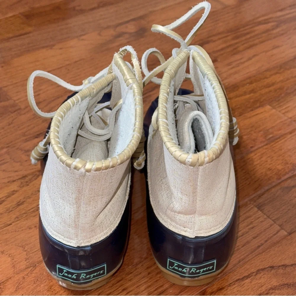 Jack Rogers Size 8 Chloe Duck Boots Navy Ivory